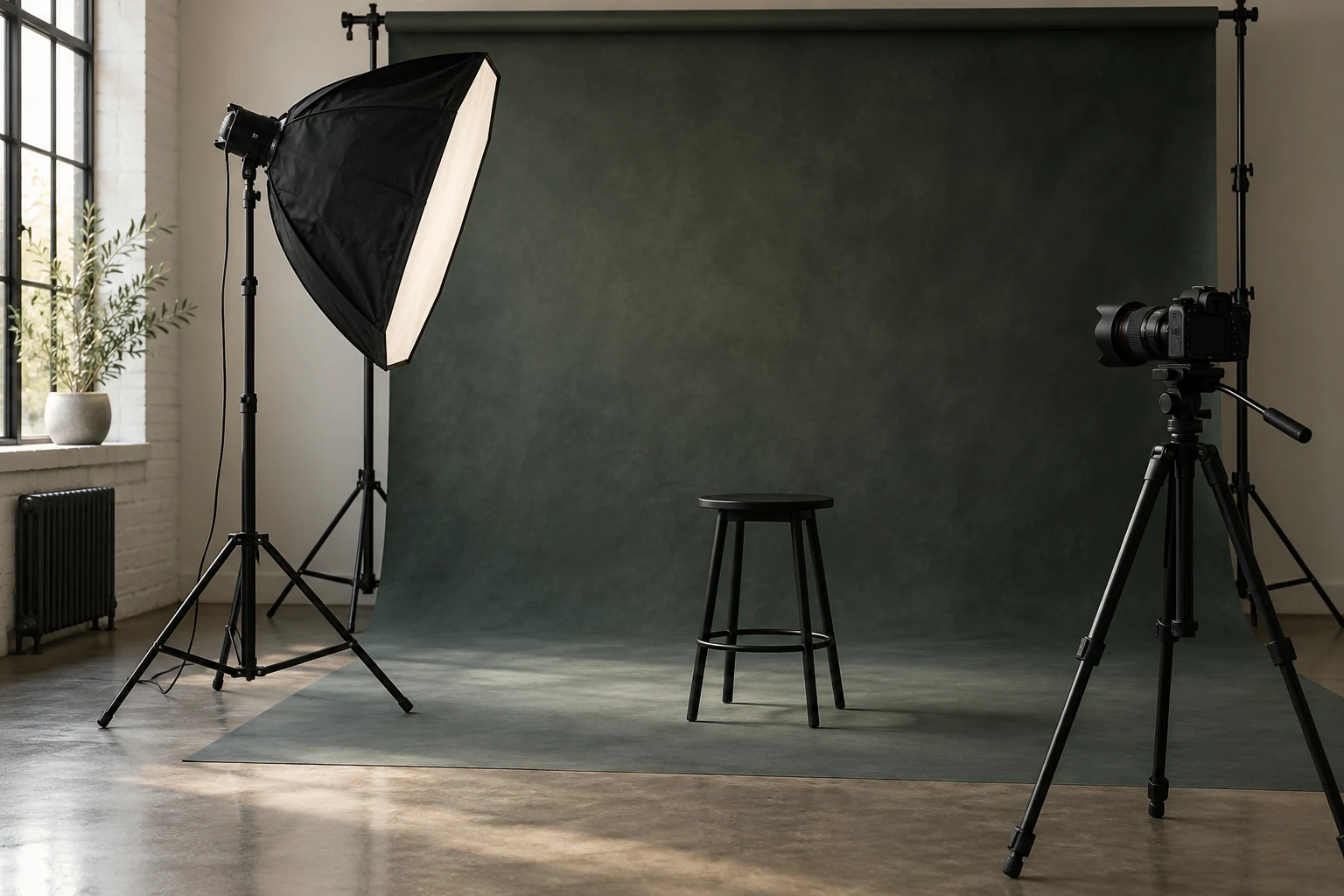 Illustrative professional portrait studio setting
